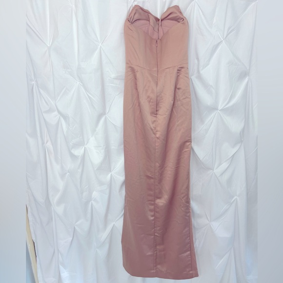 House of CB Adrienne Blush Satin Strapless Gown - Picture 11 of 14